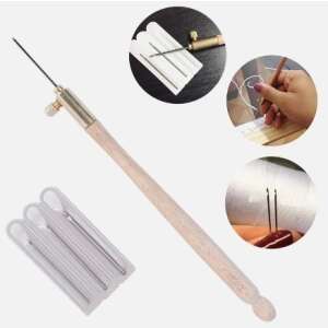 Embroidery needle set with interchangeable tips, 3 needles, wooden handle, embroidery tools - Art & Craft