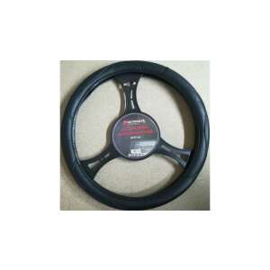 Fekete bőr kormányvédő 35-37 cm-es kormányhoz - Autós kormányhuzat