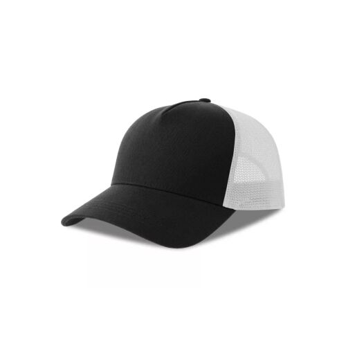 Atlantis ASRPCT RAPPER COTTON-S baseball sapka, szögből nézve, fekete elől fehér hálós résszel, nyomtatásra alkalmas - Férfi baseball sapka