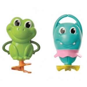 Clementoni Baby My First Friends bath toy set, green frog and blue hippopotamus, water squirting toys for babies - Bath Toy