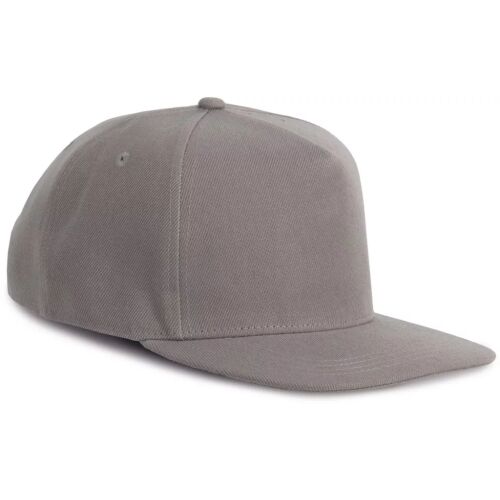 K-UP KP159 egyszínű szürke 5 paneles snapback sapka, ferde előlnézet, termék önmagában - Férfi kiegészítő