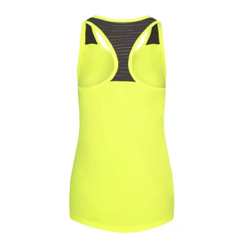 Just Cool JC027 Női Cool Sima Workout Trikó hátulnézete neon sárga színben, hálós sporthátú kialakítással. - Női trikó