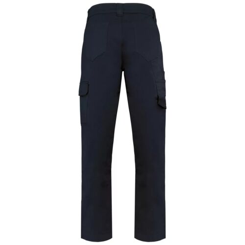 Designed To Work WK709 UNISZEX PAMUT STRETCH NADRÁG 46, hátulnézet, sötétkék munkásnadrág több zsebbel fehér háttéren - Építkezés és felújítás