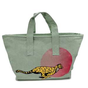 Zöld, gepárd mintás hímzett kozmetikai táska - Kozmetikai táska