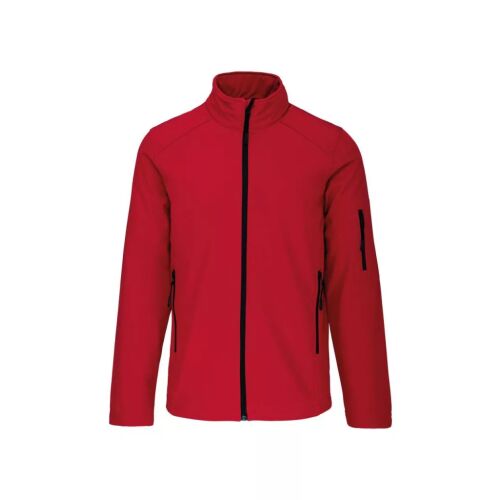 Kariban KA401 Férfi Piros Softshell Kabát, elölnézeti kép, vízálló és lélegző, S méret - Férfi kabát