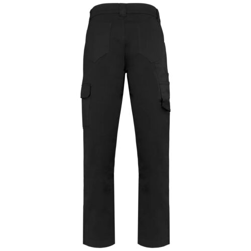 Designed To Work WK709 UNISZEX Pamut Stretch Nadrág, fekete, hátulnézet cargo zsebekkel és szerszámtartó zsebbel, ideális munkaruházat - Építkezés és felújítás