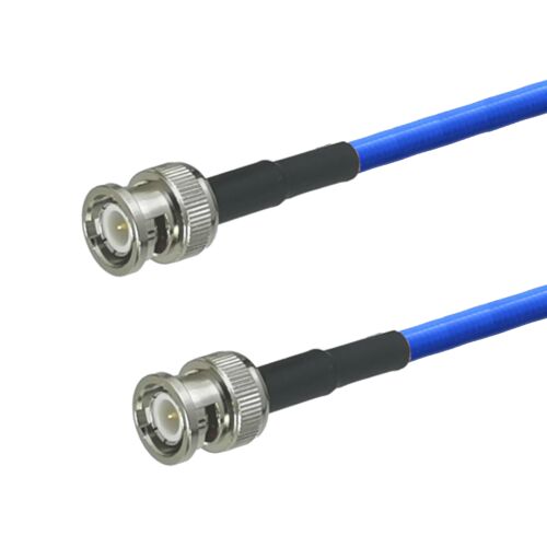 Kék RG142 antennakábel BNC dugókkal mindkét végén, 4m hosszú, 50 Ohm impedanciával nagyfrekvenciás alkalmazásokhoz - Hálózati kábel