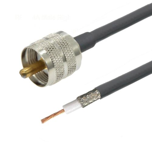 UHF antennakábel PL259 csatlakozóval és forrasztható koaxiális vezetékkel, 10m hosszúságú, 50 ohmos H155 típusú - Kábel