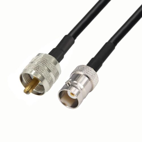 Antennakábel BNC aljzat / UHF dugó RF5 3m koaxiális antennakábel BNC aljzat és UHF dugó csatlakozókkal fehér háttéren 