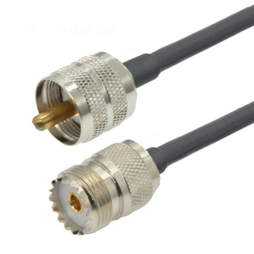 Antennakábel UHF aljzat / UHF dugó MRC240 Satec (LMR240) 3m, a fekete koaxiális kábelen látható UHF aljzat és UHF dugó csatlakozókkal - Kábel