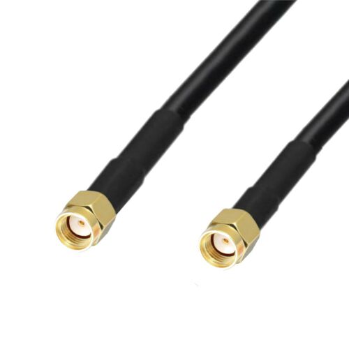 15m RG58 SMA-RP dugó / SMA-RP dugó antennakábel WiFi és rádiós alkalmazásokhoz, fekete koaxiális kábel aranyozott csatlakozókkal - Kábel