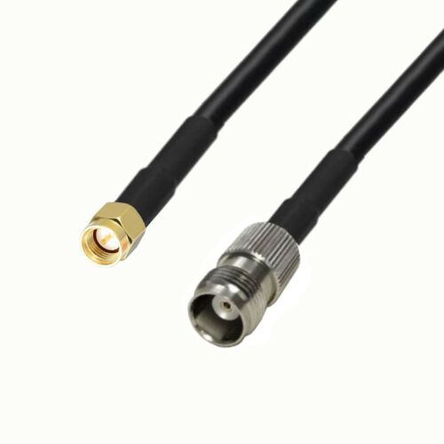 Antennakábel SMA dugó / TNC aljzat MRC240 Satec (LMR240) 4m, fekete RF koaxiális kábel arany SMA és ezüst TNC csatlakozókkal - Antenna kábel