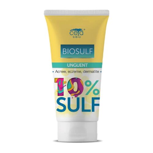 Biosulf kén kenőcs 10% 50ml aknéra, ekcémára, dermatitisre, sárga tubus fehér kupakkal - Bőrhibakezelő