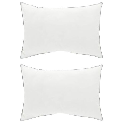 Két fehér vidaXL hipoallergén párna 70x90cm fehér háttéren, kiemelve puha és légáteresztő kialakításukat. - Paplan