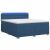 vidaXL kék szövet boxspring ágy matraccal és LED világítással, 140x190 cm, ferde nézet fehér háttéren