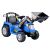 ZP1005 Kék Elektromos Ride-On Traktor homlokrakodóval és 'POWER' matricával, szögből nézve