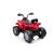 Szögből készült hátsó nézet a piros Madman JS009 elektromos quad-ról, hasonlóan az 5. képhez, fehér háttérrel, bemutatva robusztus kialakítását.