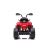 Hátsó nézet a piros Madman JS009 elektromos quad-ról gyermekeknek, fehér háttérrel, bemutatva hátsó lámpáit és kipufogó területét.