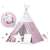 Nukido Kids Teepee Tent Made with Natural Cotton - Pink Star Design