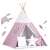 Nukido Kids Teepee Tent with Pink Star Design and Decorative Elements