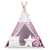 Nukido Kids Teepee Tent - Pink and White Star Design with Lights