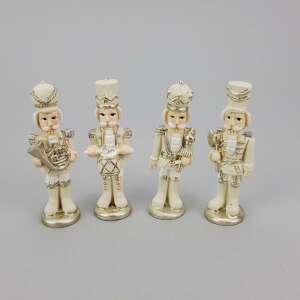 4 darabos fehér és arany diótoró figurák, mindegyik más hangszeren játszik - Szezonális dekoráció