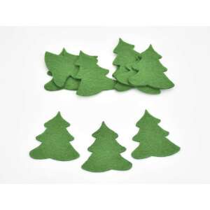 10 darabos zöld filc karácsonyfa alakú dísz, 5cm méretű, tökéletes kézműveskedéshez és dekorációhoz - Filcfigura