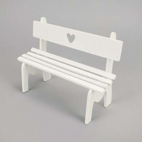 Biela srdcová lavička 16,5*7*12,5 cm