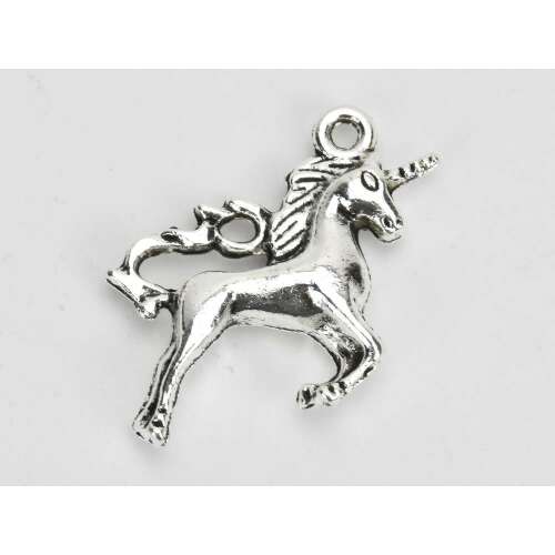 Ezüst unikornis medál charm, 2cm x 2,5cm - Divat és öltözködés