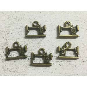 5 pachete de farmece din metal cu mașină de cusut, 1,8x1,4cm, finisaj auriu antic - Pandantive damă