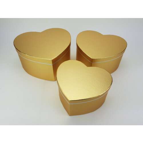 Krabička v tvare srdca - metalická zlatá 3dks/sada