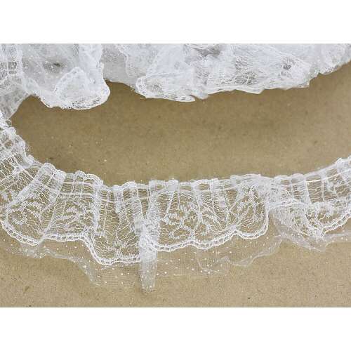 White dotted lace ribbon, 6.5cm wide, 30 meters long
