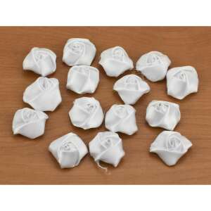 15 darabos csomag 2cm-es fehér szatén rózsafejek esküvői dekorációhoz - Ajándékötlet esküvőre