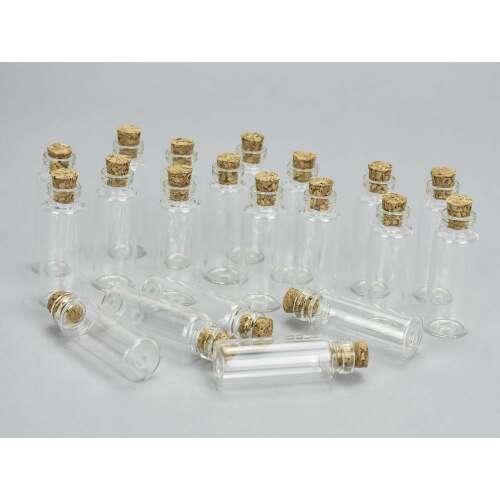 20 pack of small glass bottles with cork stoppers, 4.5x1.5cm, 6.2ml capacity