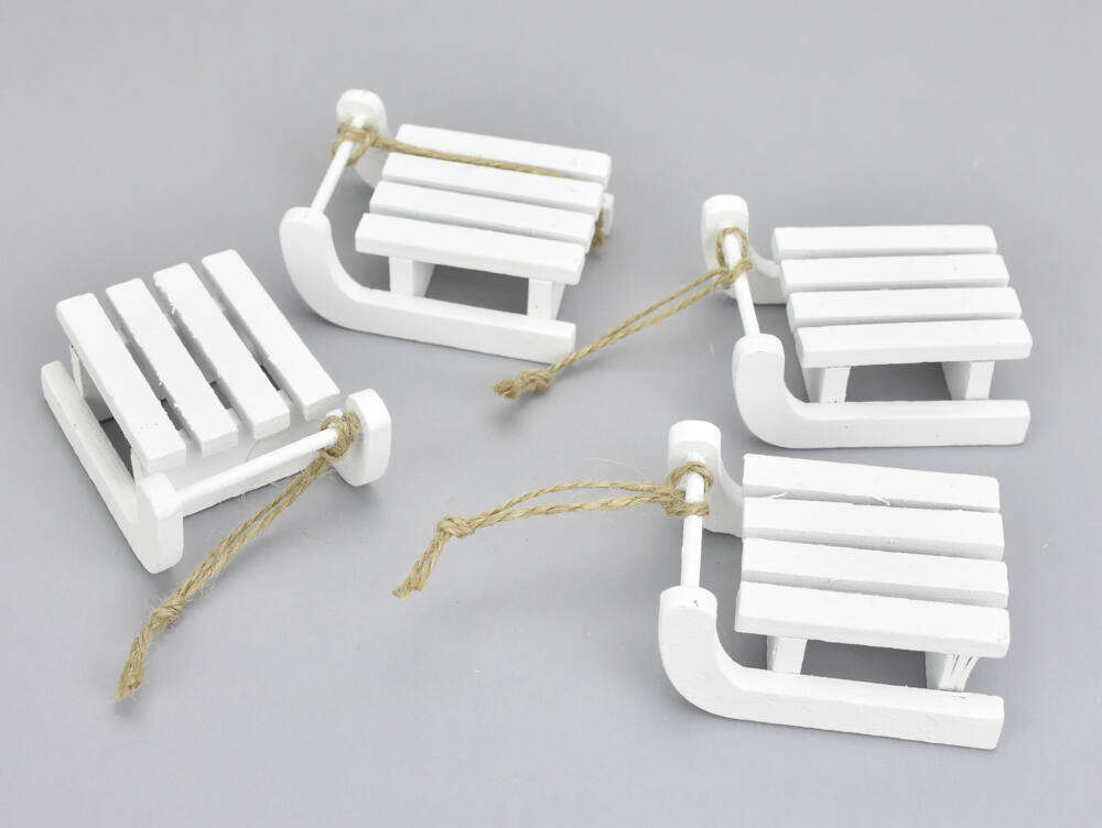 Fehér fa szánkó kicsi 4db/csomag