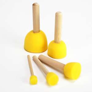 5 darabos szivacsecset szett fa nyéllel, ideális festéshez, kézműveskedéshez és barkácsoláshoz - Iskolai ecset