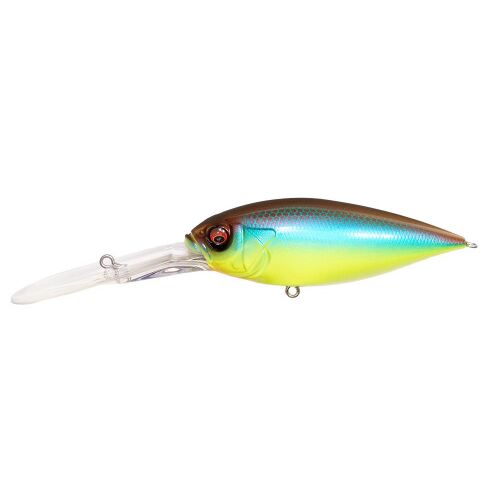MEGABASS DEEP-SIX 80mm 24.5gr MEGABASS BREAM wobbler, élénk kék és sárga minta, oldalnézet fehér háttéren - Wobbler