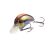 Megabass IXI Blowly 49mm 7gr IK Strong Chart horgász wobbler, sötét metál és chartreuse színben, piros szemekkel és hármashorgokkal, döntött nézet fehér háttérrel