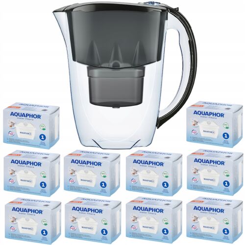 Aquaphor Ametiszt 2,8 literes vízszűrő kancsó 10 Maxfor szűrőbetéttel, fekete, komplett víztisztító rendszer otthoni használatra - Vízadagoló automata, Vízszűrő berendezés, Vízszűrő patron, Vízszűrő kancsó betét és Vízszűrő kancsó