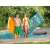 Couple standing by the pool with Bestway inflatable air mattresses with colorful dots and built-in pillows
