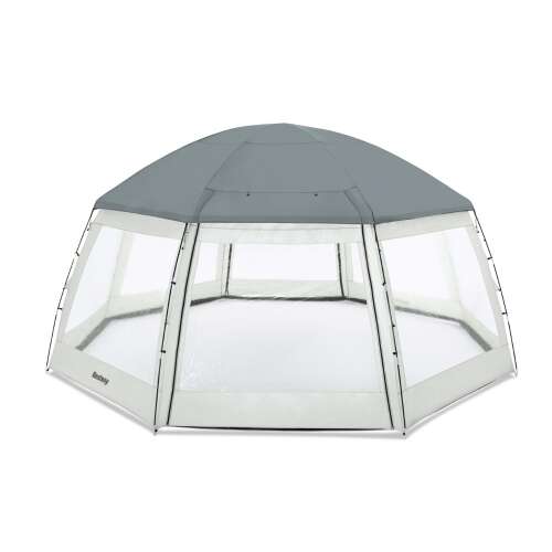Bestway Flowclear medence sátor, kupola alakú, szürke és fehér, 600 x 600 x 295 cm