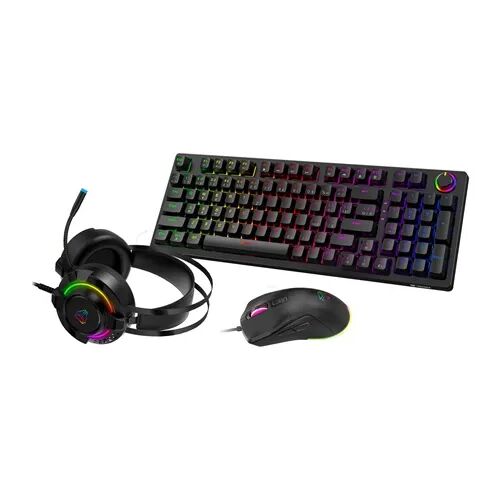 Yenkee YGS 03 Eclipse gamer szett RGB mechanikus billentyűzettel, USB fejhallgatóval és gamer egérrel, fehér háttéren - Billentyűzet