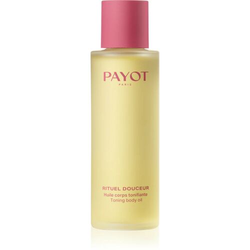Payot Rituel Douceur Feszesítő Testolaj 100 ml átlátszó üvegben, rózsaszín kupakkal, fehér háttéren, elölnézet - Testápoló olaj