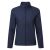 Sötétkék Premier PR812 Női Újrahasznosított Softshell Széldzseki elölnézete, kiemelve teljes cipzárját és állógallérját.
