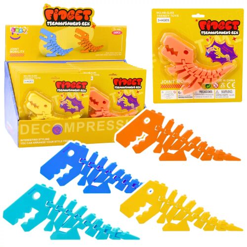 Dinoszaurusz Puzzle Fidget 3D készlet display dobozzal és egyedi színes rugalmas dinoszaurusz csontváz játékokkal - Játék