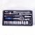 IRIS TOOLS SS-025-011 25 darabos 1/4" dugókulcs készlet elemei tálcán, felülnézet