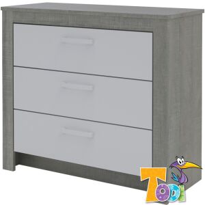 Todi Cube 2 - 3 fiókos komód (szürke osló tölgy – magasfényű fehér) 139730894 - Todi