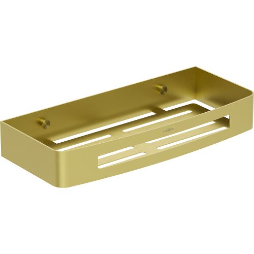 Mexen Laxo-L szálcsiszolt arany fürdőszobai kosár, falra szerelhető zuhanypolc, tartós AISI 304 rozsdamentes acél, elegáns modern design - Egyéb fürdőszobai kiegészítő