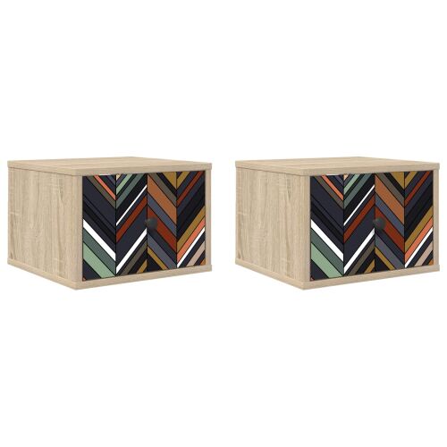 vidaXL Fali éjjeli szekrény OMMEN 2 db Sonoma Tölgy 36 x 33 x 25 cm 170471726 - Éjjeliszekrény
