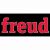 Freud márka logója piros szöveggel, fekete háttéren